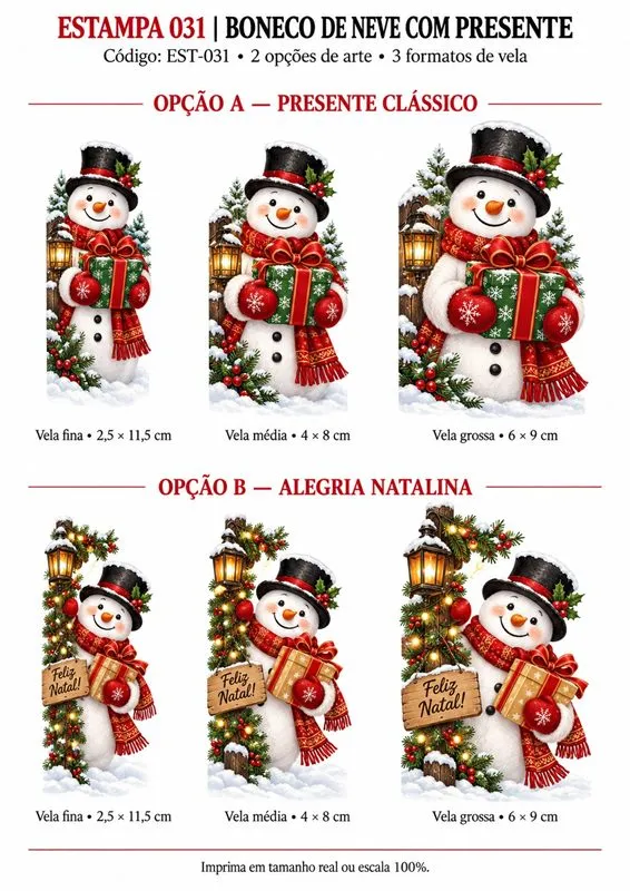 Estampa 07: Boneco de neve com presente