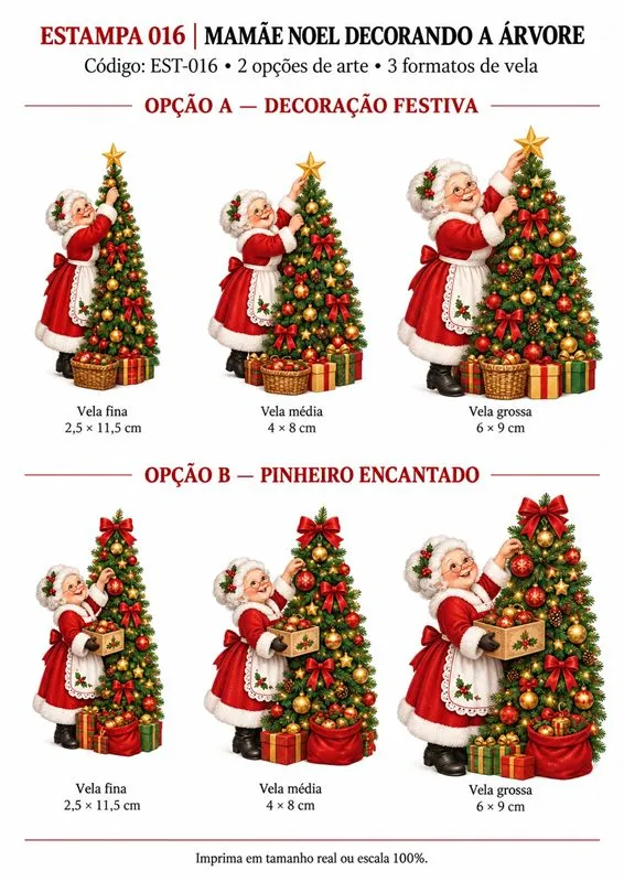 Estampa 09: Mamãe Noel decorando a árvore