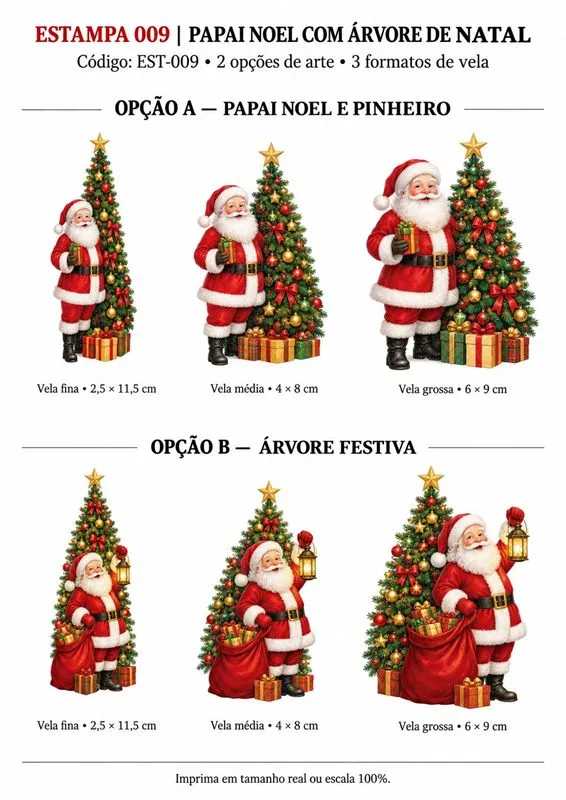 Estampa 10: Papai Noel com árvore de Natal